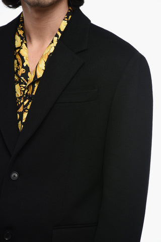 Cappotto con Rever Classico in Lana Vergine Logato