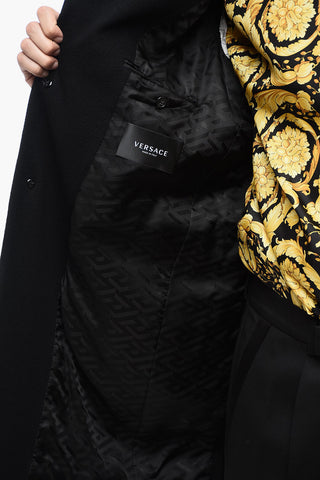Cappotto con Rever Classico in Lana Vergine Logato