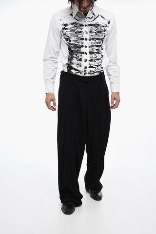 Wide-Leg Tailoring Pants with Martingale