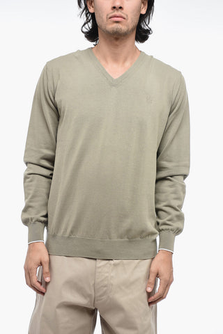 Pullover In Cotone Con Collo A V
