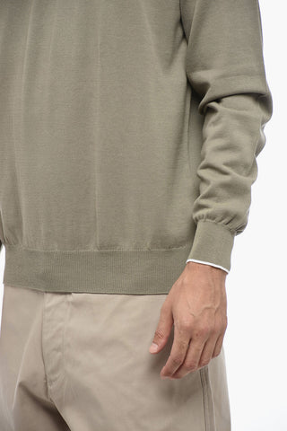Pullover In Cotone Con Collo A V