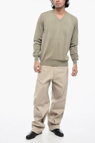 Pullover In Cotone Con Collo A V