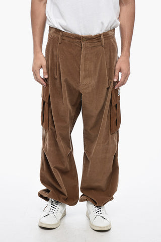 Corduroy Cargo Pants with Contrasting Pocket