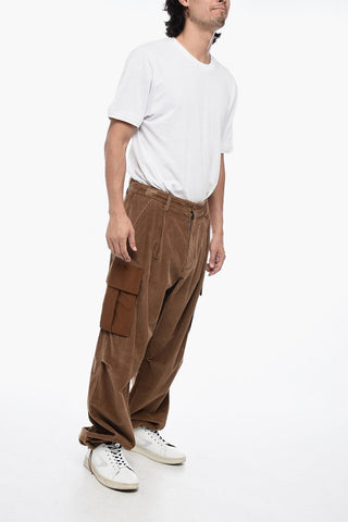 Corduroy Cargo Pants with Contrasting Pocket