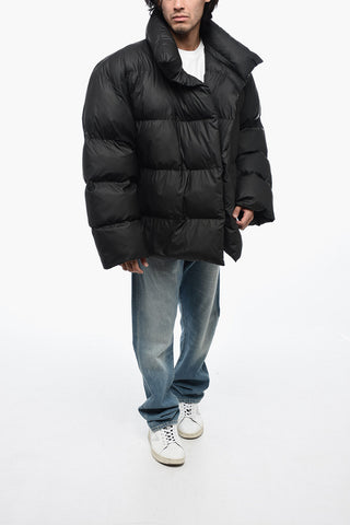 Padded Fabric WRAP Down Jacket with Removable Hood