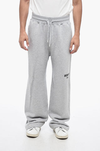 Distressed Wide-Leg Joggers with Graphic Print