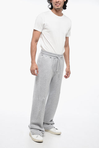 Distressed Wide-Leg Joggers with Graphic Print