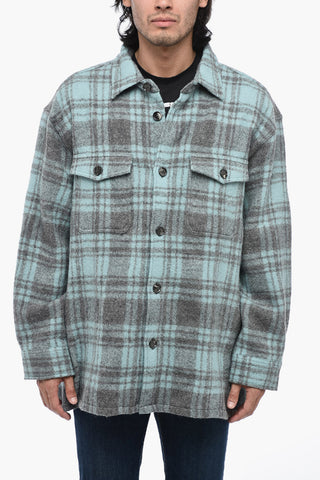 Virgin Wool Overshirt with Check Motif