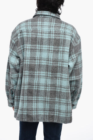 Virgin Wool Overshirt with Check Motif