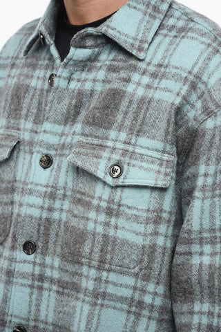 Virgin Wool Overshirt with Check Motif