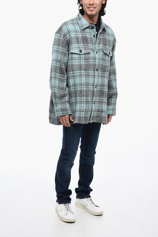 Virgin Wool Overshirt with Check Motif