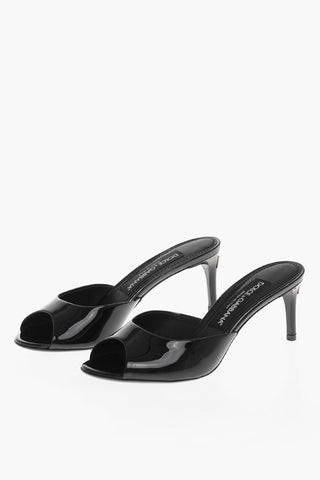 Patent Leather Open Toe Mules Heel 7 cm
