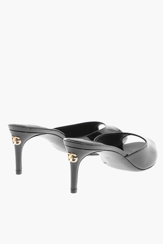 Patent Leather Open Toe Mules Heel 7 cm