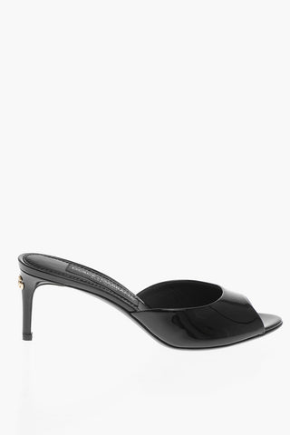 Patent Leather Open Toe Mules Heel 7 cm