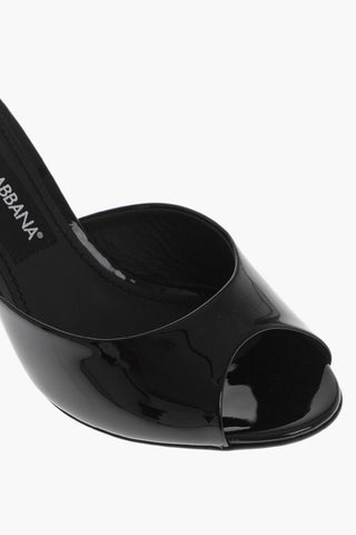 Patent Leather Open Toe Mules Heel 7 cm