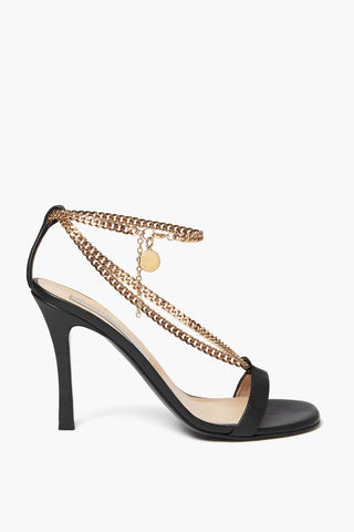 Stiletto Heeled Eco-leather Sandals with Chains 10cm