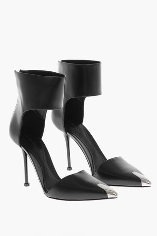 Leather HARDWARE Pumps with Ankle Strap 10cm