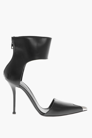 Leather HARDWARE Pumps with Ankle Strap 10cm