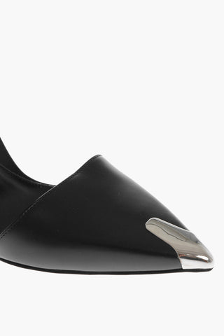 Leather HARDWARE Pumps with Ankle Strap 10cm