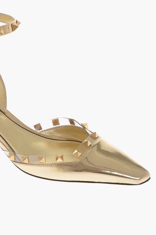 Lamè Patent Leather Sandals with Studded Strap 5cm