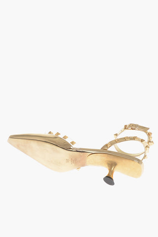 Lamè Patent Leather Sandals with Studded Strap 5cm