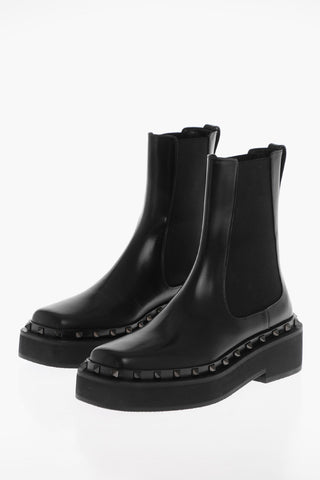 Leather Chelsea Booties with Studded Detail