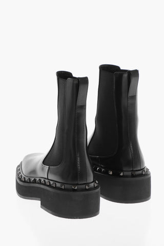 Leather Chelsea Booties with Studded Detail