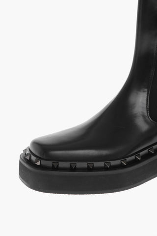 Leather Chelsea Booties with Studded Detail