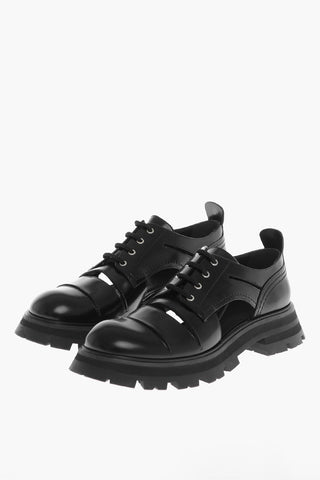 Leather Derby Shoes with Cut-Outs