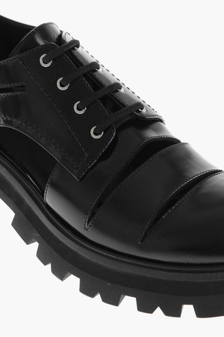 Leather Derby Shoes with Cut-Outs