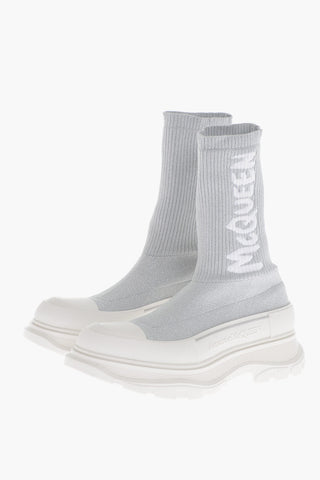 Sneakers Sock in Lurex con Logo Jacquard