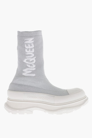 Sneakers Sock in Lurex con Logo Jacquard