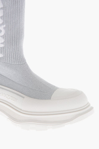 Sneakers Sock in Lurex con Logo Jacquard