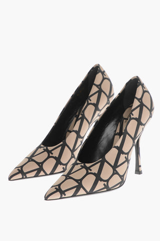 Pumps in Satin di Seta con Motivo Monogram 11cm