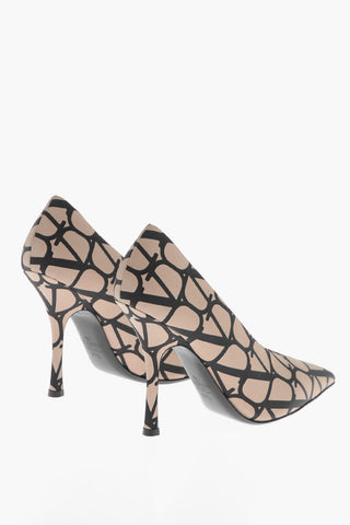 Pumps in Satin di Seta con Motivo Monogram 11cm