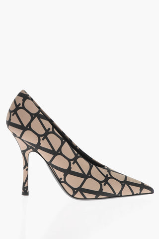 Pumps in Satin di Seta con Motivo Monogram 11cm