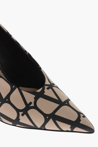 Pumps in Satin di Seta con Motivo Monogram 11cm