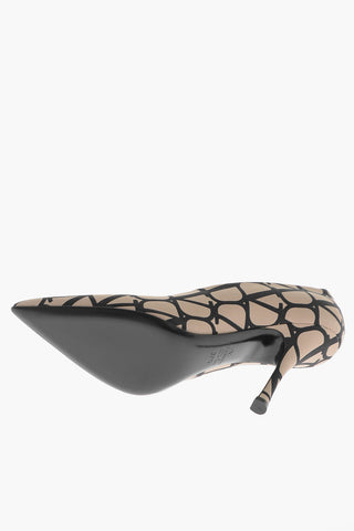 Pumps in Satin di Seta con Motivo Monogram 11cm