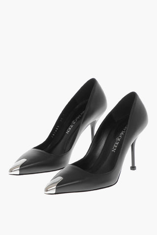 Leather Pumps HARDWARE with Metal Pointed Toe 10cm