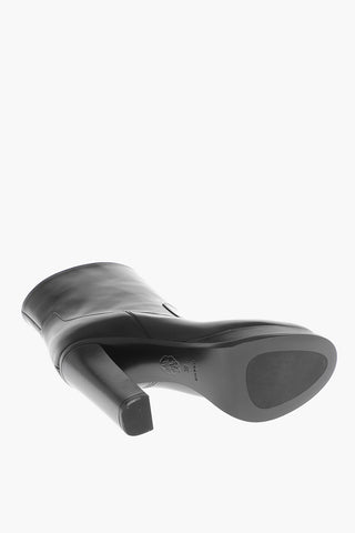 Leather Pull-On Booties with Platform Sole 12cm