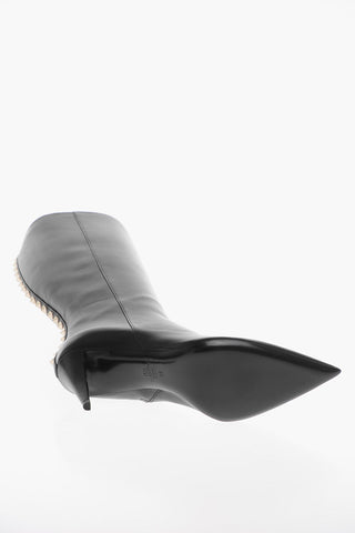 Leather Under-the-Knee Boots with Studded Detail 9cm
