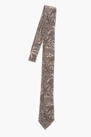 CC COLLECTION Paisley Patterned Silk and Wool Tie