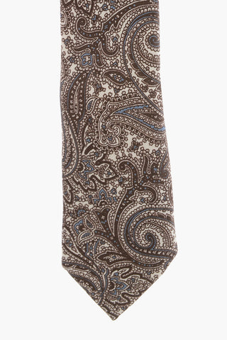 CC COLLECTION Paisley Patterned Silk and Wool Tie