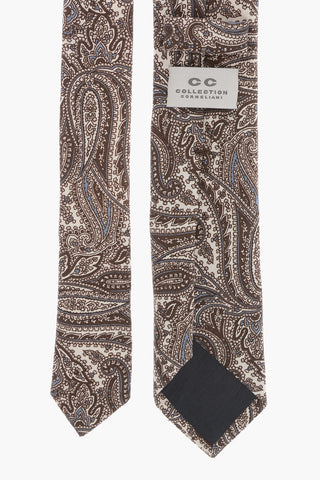 CC COLLECTION Paisley Patterned Silk and Wool Tie