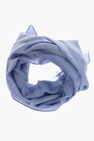 Foulard in Misto Lino con Logo Ricamato
