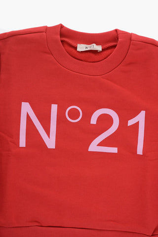 Brushed Cotton Crew-neck Sweatshirt with Printed Logo