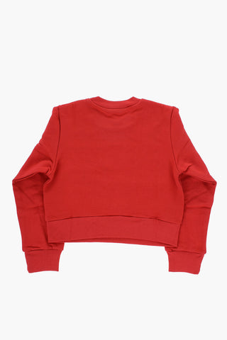 Felpa Girocollo in Cotone Garzato con Logo Stampato