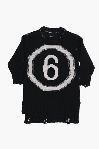 MM6 Vestito Girocollo in Maglia a Maniche Lunghe