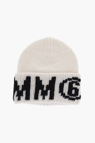 MM6 Wool Blend Beanie with Contrasting Logo