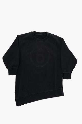 MM6 Vintage-Effect Sweatshirt Dress with Asymmetric Hem